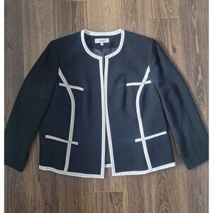 💙 Jones Studio Open Front Minimalist Chic Blazer Shoulder Pads Size 22W